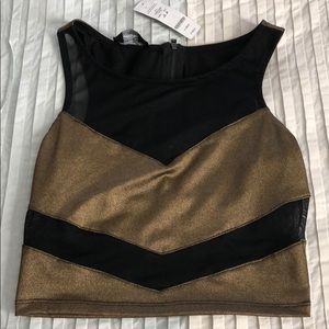 Black & bronze Bebe crop top BNWT